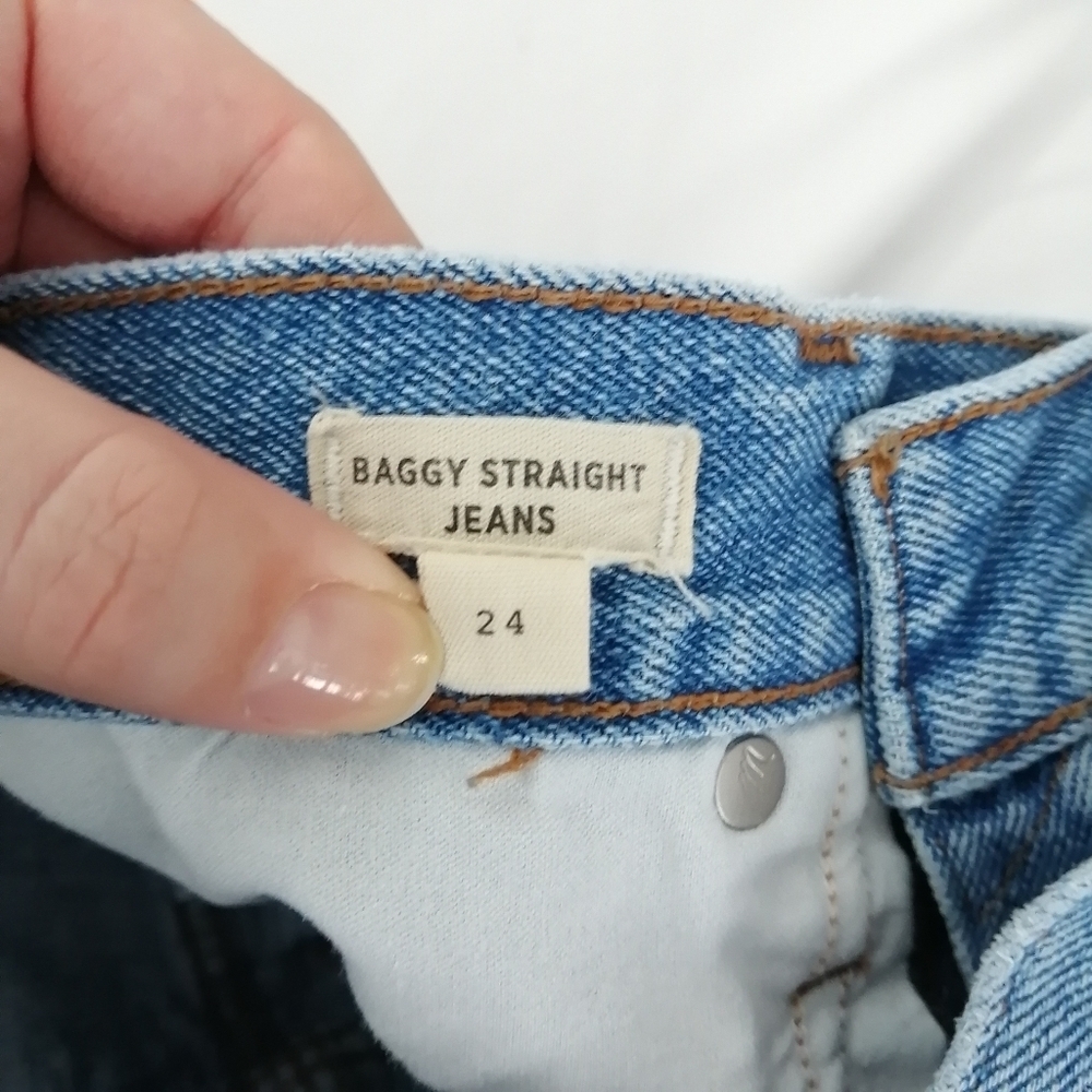 Madewell Baggy Straight Leg Jeans Distressed Earlhurst Light Wash Size 24 - Picture 11 of 16
